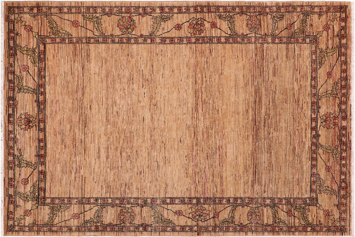 handmade Modern Gabbeh Beige Rust Hand Knotted RECTANGLE 100% WOOL area rug 6' x 8'