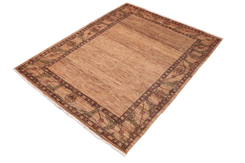 handmade Modern Gabbeh Beige Rust Hand Knotted RECTANGLE 100% WOOL area rug 6' x 8'