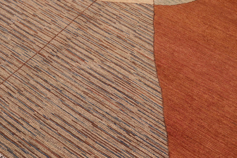 handmade Modern Gabbeh Orange Brown Hand Knotted RECTANGLE 100% WOOL area rug 6' x 9'