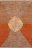 handmade Modern Gabbeh Orange Brown Hand Knotted RECTANGLE 100% WOOL area rug 6  x 9 