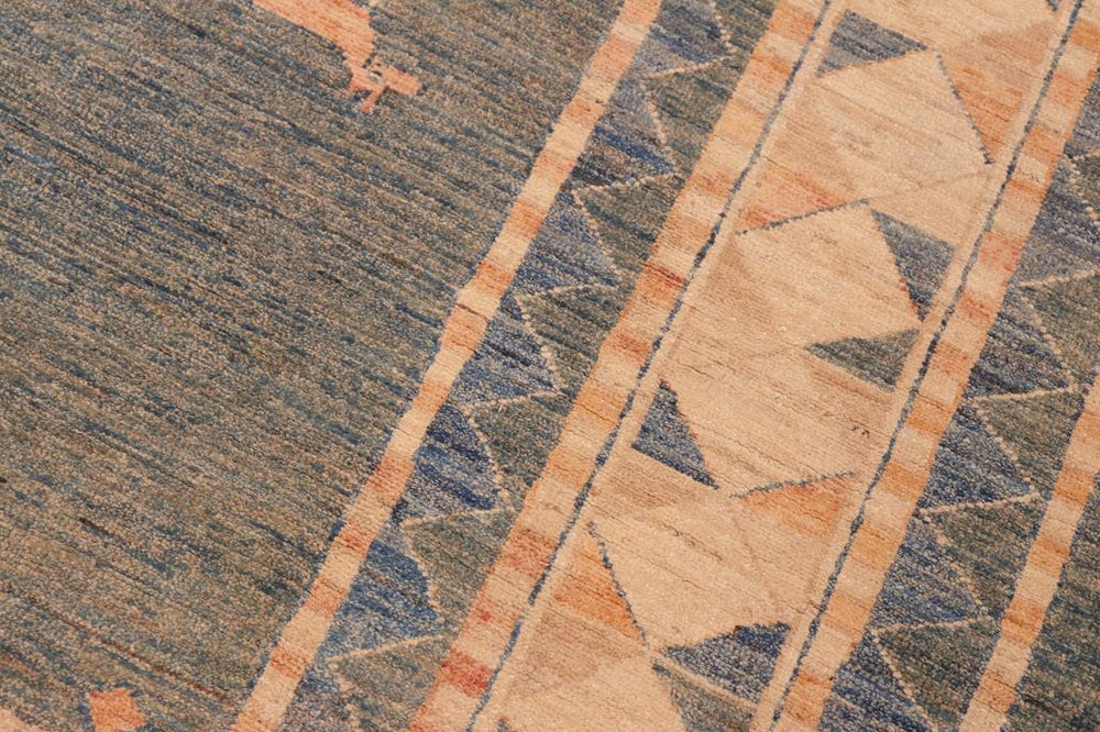 handmade Modern Gabbeh Blue Orange Hand Knotted RECTANGLE 100% WOOL area rug 6 X9 