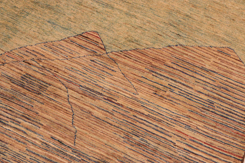 handmade Modern Gabbeh Blue Green Hand Knotted RECTANGLE 100% WOOL area rug 6' x 9'