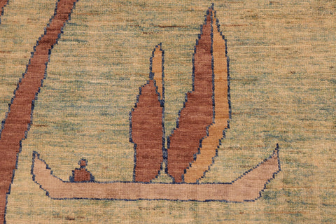 handmade Modern Gabbeh Blue Green Hand Knotted RECTANGLE 100% WOOL area rug 6' x 9'