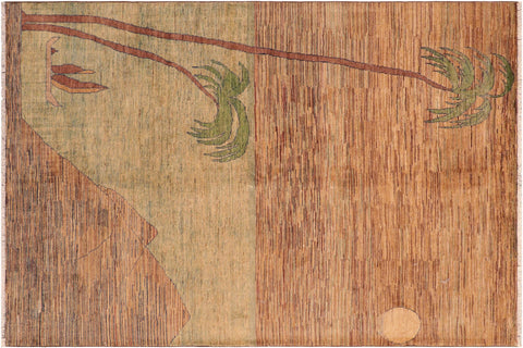 handmade Modern Gabbeh Blue Green Hand Knotted RECTANGLE 100% WOOL area rug 6' x 9'