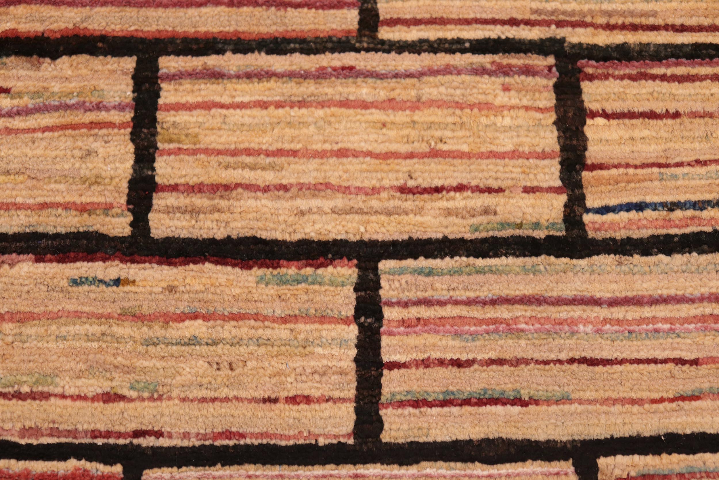 handmade Modern Gabbeh Black Beige Hand Knotted RECTANGLE 100% WOOL area rug 6' x 9'