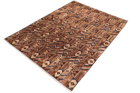 handmade Modern Gabbeh Brown Beige Hand Knotted RECTANGLE 100% WOOL area rug 6' x 9'