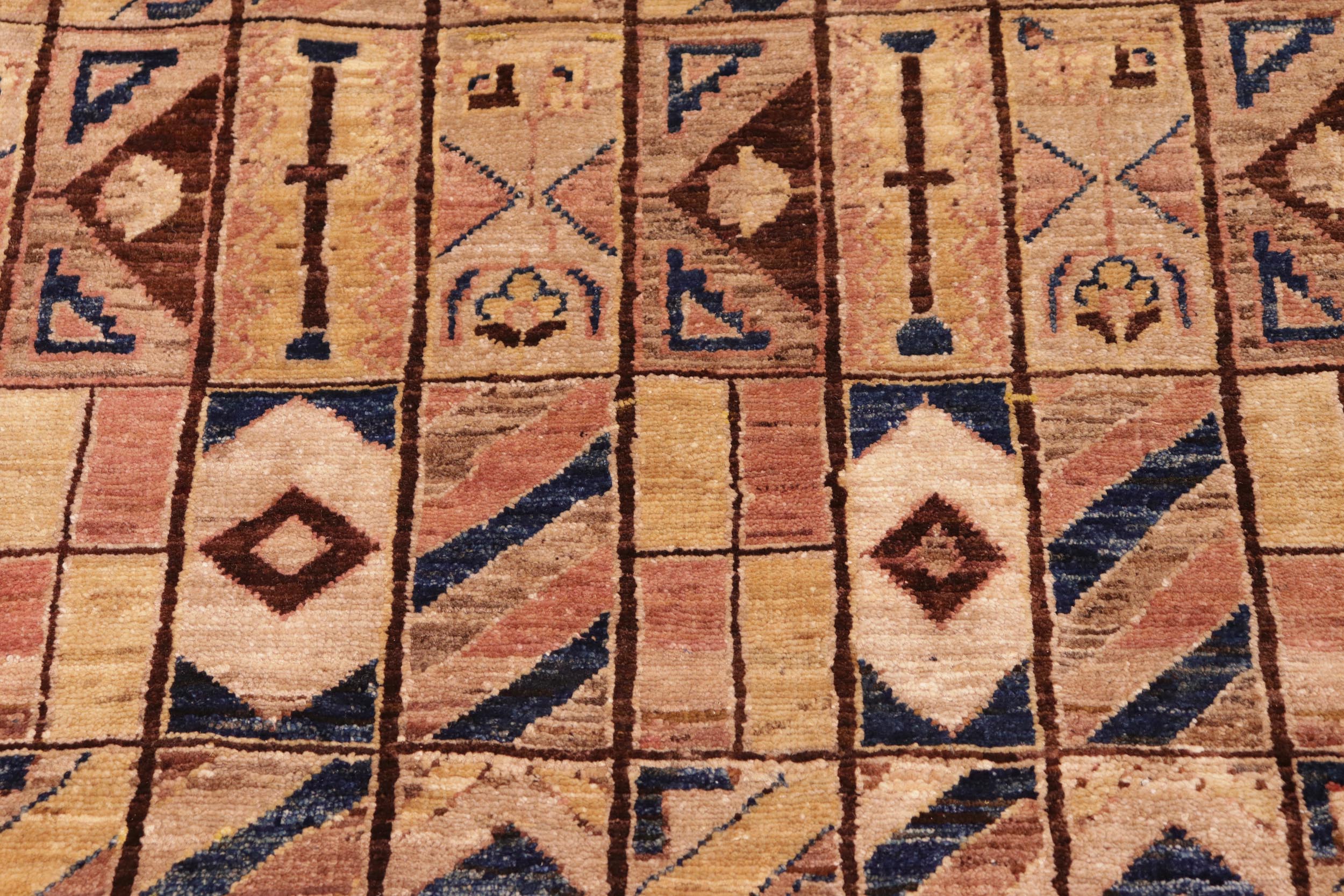 handmade Modern Gabbeh Brown Beige Hand Knotted RECTANGLE 100% WOOL area rug 6' x 9'