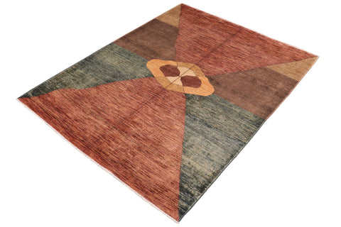 handmade Modern Gabbeh Rust Brown Hand Knotted RECTANGLE 100% WOOL area rug 7' x 10'