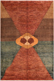 handmade Modern Gabbeh Rust Brown Hand Knotted RECTANGLE 100% WOOL area rug 7  x 10 
