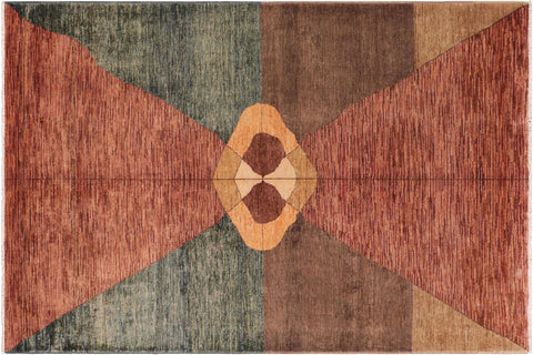 handmade Modern Gabbeh Rust Brown Hand Knotted RECTANGLE 100% WOOL area rug 7' x 10'