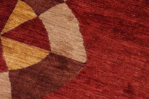 handmade Modern Gabbeh Red Beige Hand Knotted RECTANGLE 100% WOOL area rug 7' x 10'