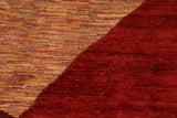 handmade Modern Gabbeh Red Beige Hand Knotted RECTANGLE 100% WOOL area rug 7  x 10 