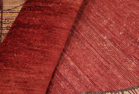 handmade Modern Gabbeh Red Beige Hand Knotted RECTANGLE 100% WOOL area rug 7' x 10'