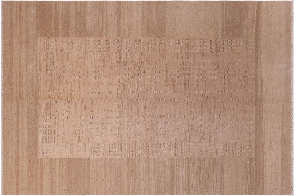 handmade Modern Gabbeh Tan Multi Hand Knotted RECTANGLE 100% WOOL area rug 6' x 9'