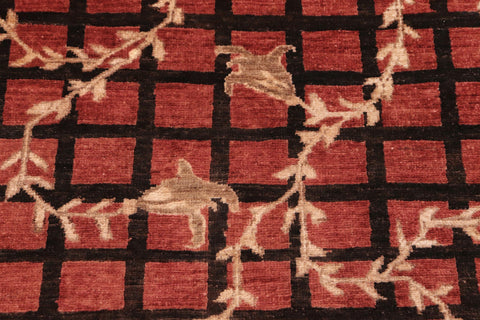 handmade Modern Lahore Red Brown Hand Knotted RECTANGLE 100% WOOL area rug 6' x 9'