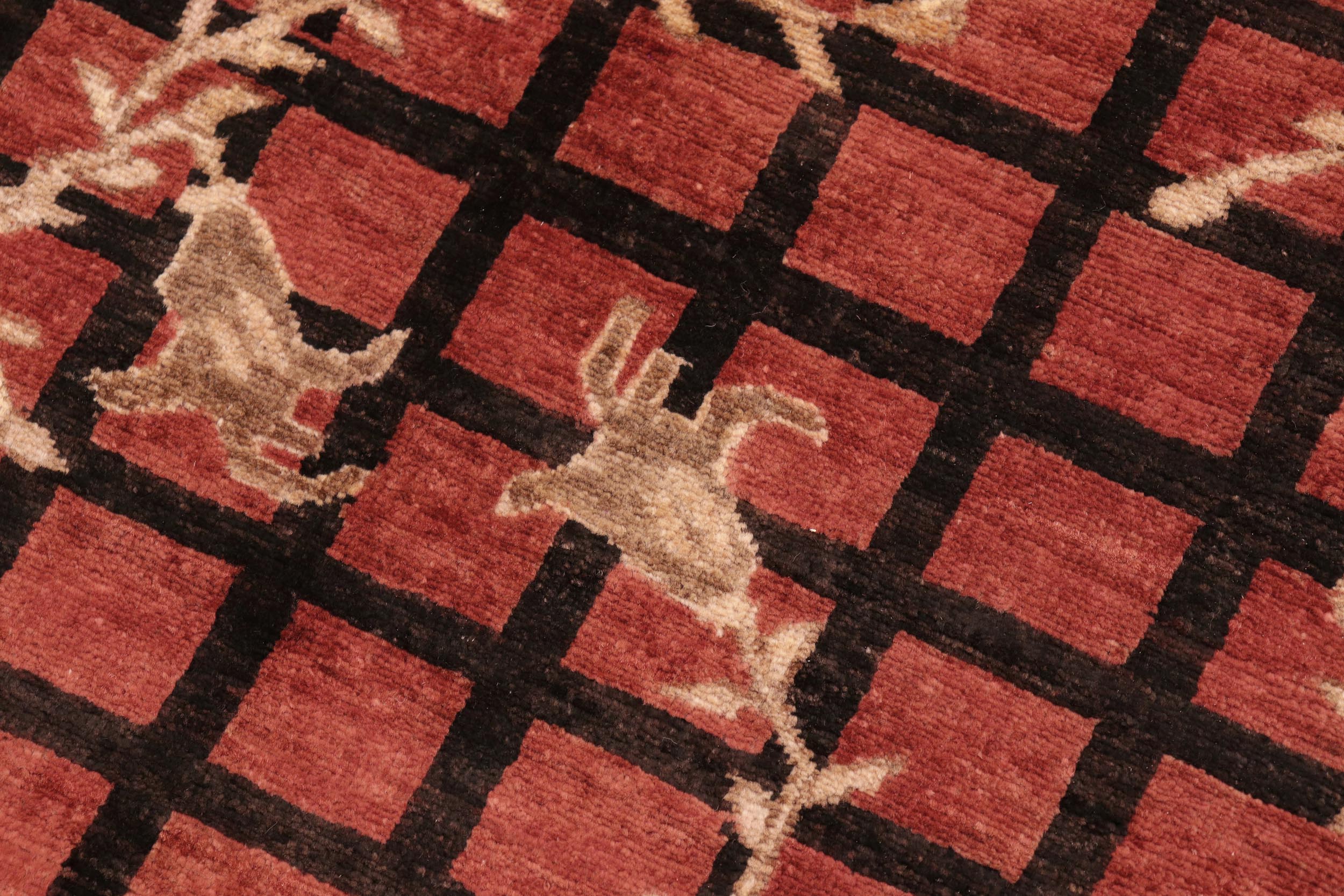 handmade Modern Lahore Red Brown Hand Knotted RECTANGLE 100% WOOL area rug 6' x 9'