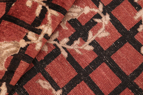 handmade Modern Lahore Red Brown Hand Knotted RECTANGLE 100% WOOL area rug 6' x 9'