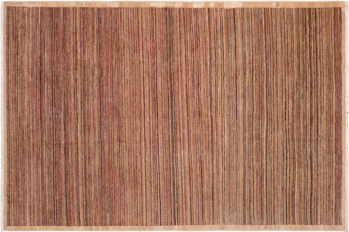 handmade Modern Gabbeh Tan Beige Hand Knotted RECTANGLE 100% WOOL area rug 6' x 9'