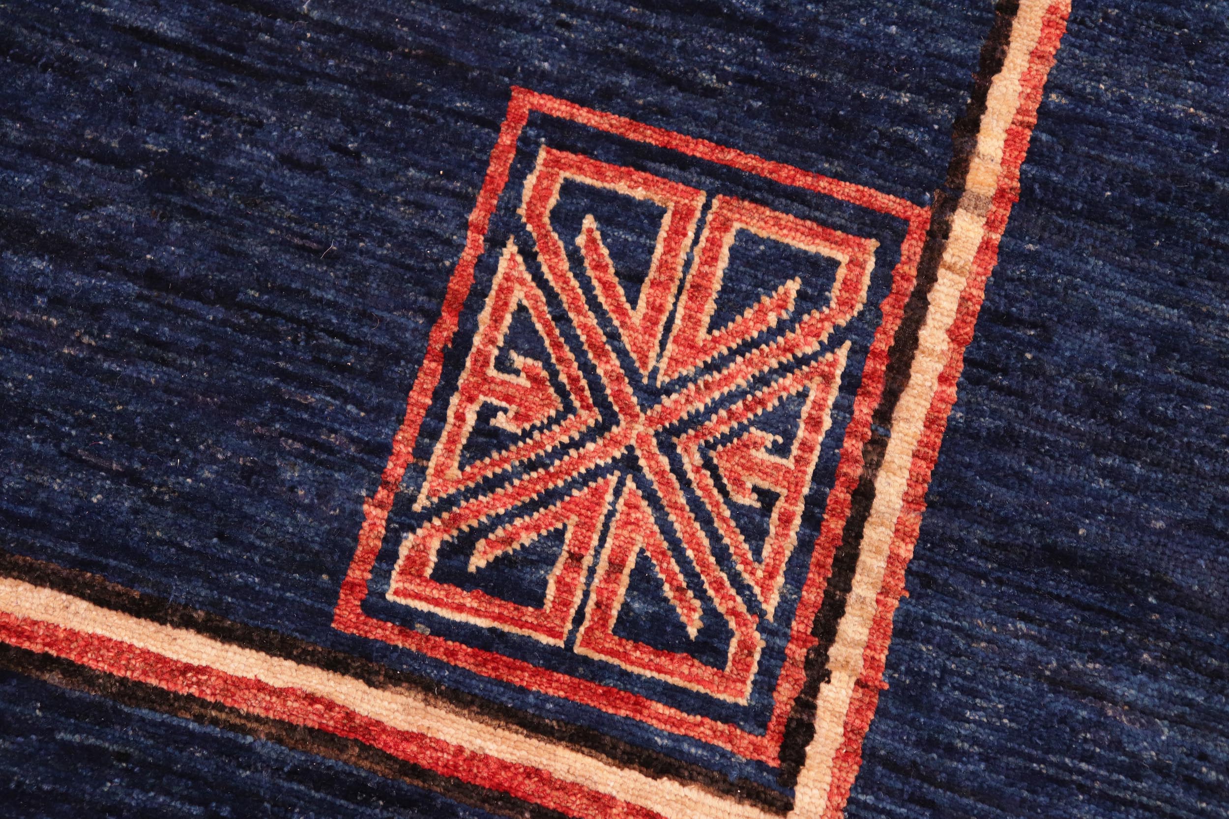 handmade Modern Kotan Blue Beige Hand Knotted RECTANGLE 100% WOOL area rug 6' x 9'