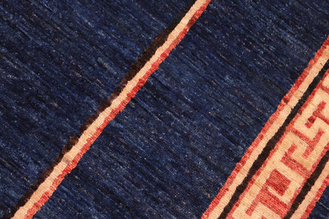 handmade Modern Kotan Blue Beige Hand Knotted RECTANGLE 100% WOOL area rug 6' x 9'