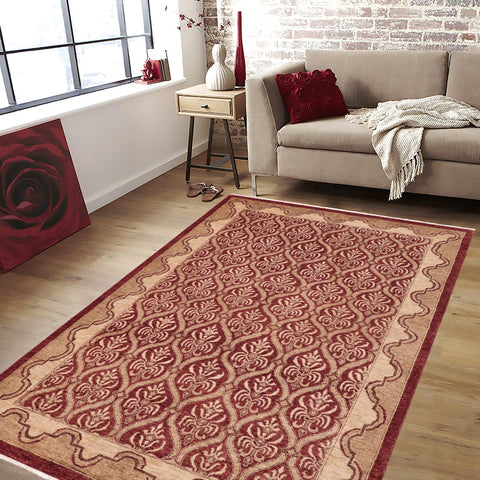 handmade Transitional Kafkaz Red Tan Hand Knotted RECTANGLE 100% WOOL area rug 6' x 9'