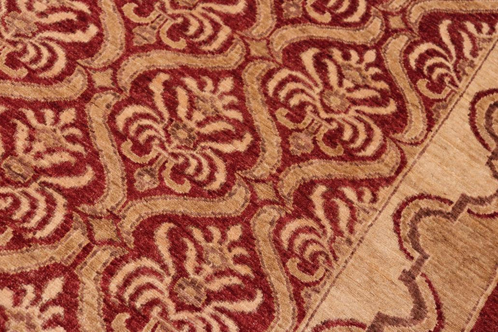 handmade Transitional Kafkaz Red Tan Hand Knotted RECTANGLE 100% WOOL area rug 6X9