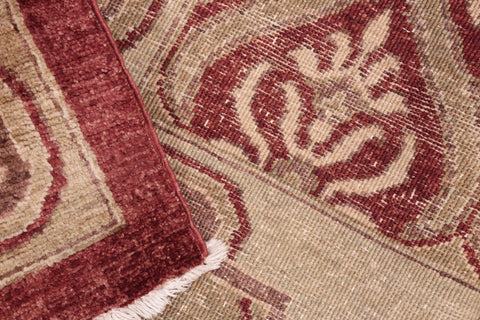 handmade Transitional Kafkaz Red Tan Hand Knotted RECTANGLE 100% WOOL area rug 6' x 9'