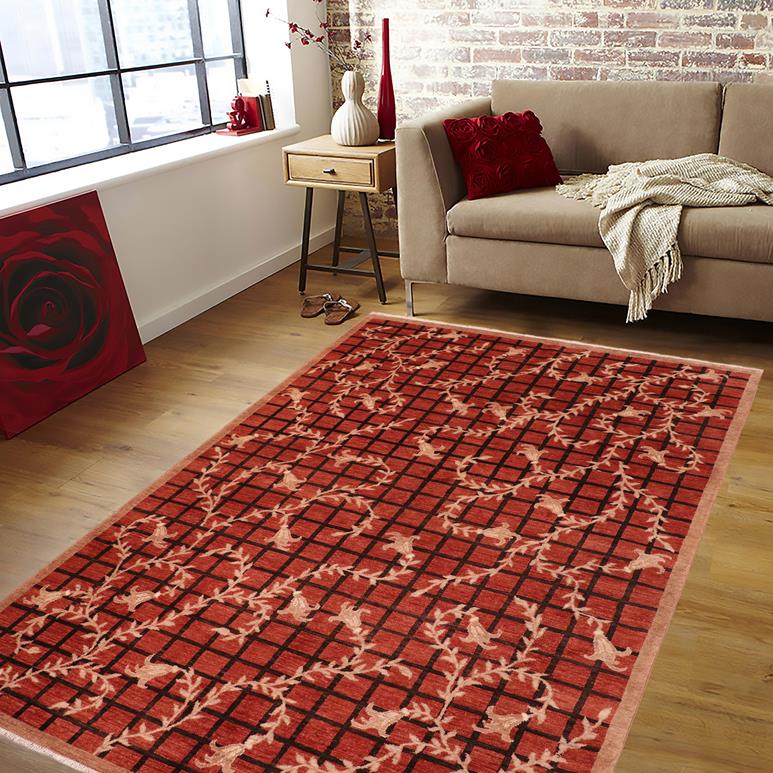 handmade Transitional Kafkaz Rust Black Hand Knotted RECTANGLE 100% WOOL area rug 6X9