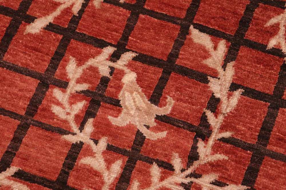 handmade Transitional Kafkaz Rust Black Hand Knotted RECTANGLE 100% WOOL area rug 6X9