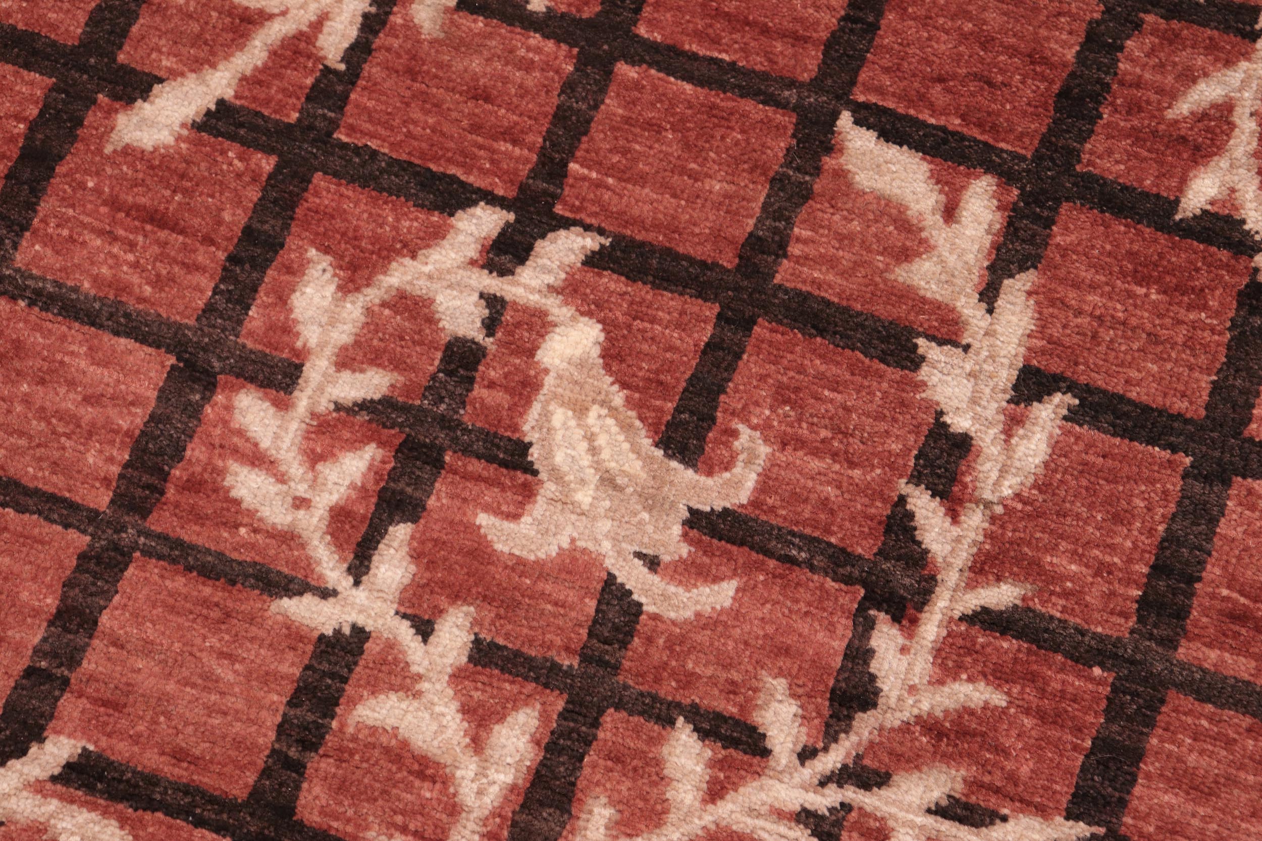 handmade Modern Kafkaz Rust Black Hand Knotted RECTANGLE 100% WOOL area rug 6' x 9'