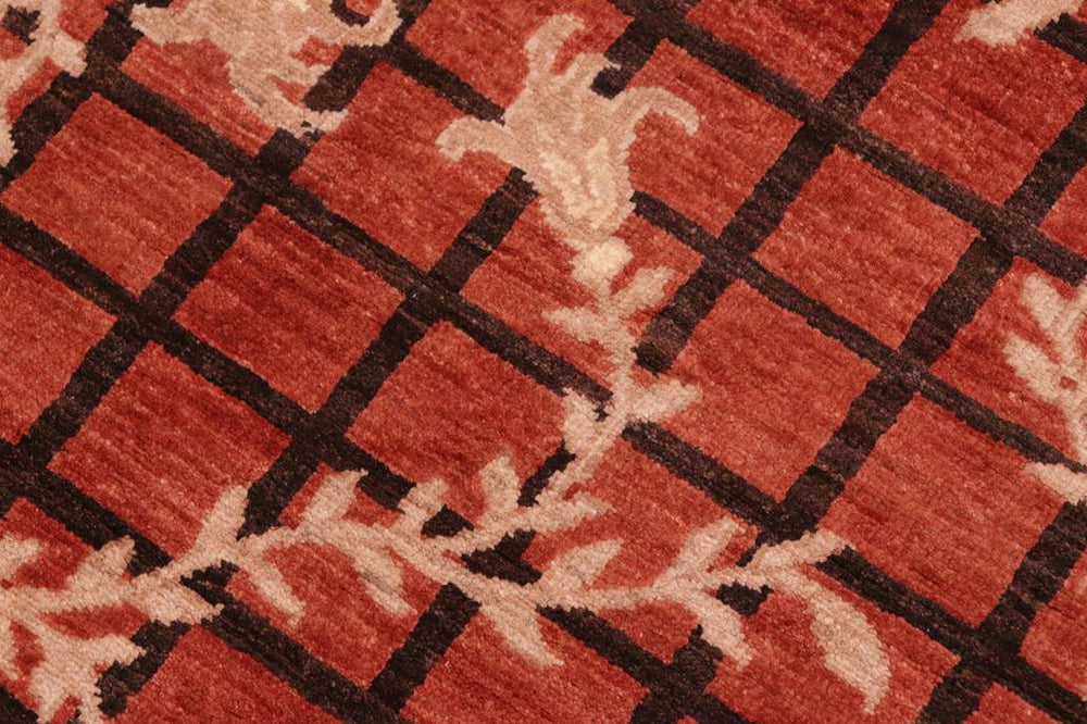 handmade Transitional Kafkaz Rust Black Hand Knotted RECTANGLE 100% WOOL area rug 6X9