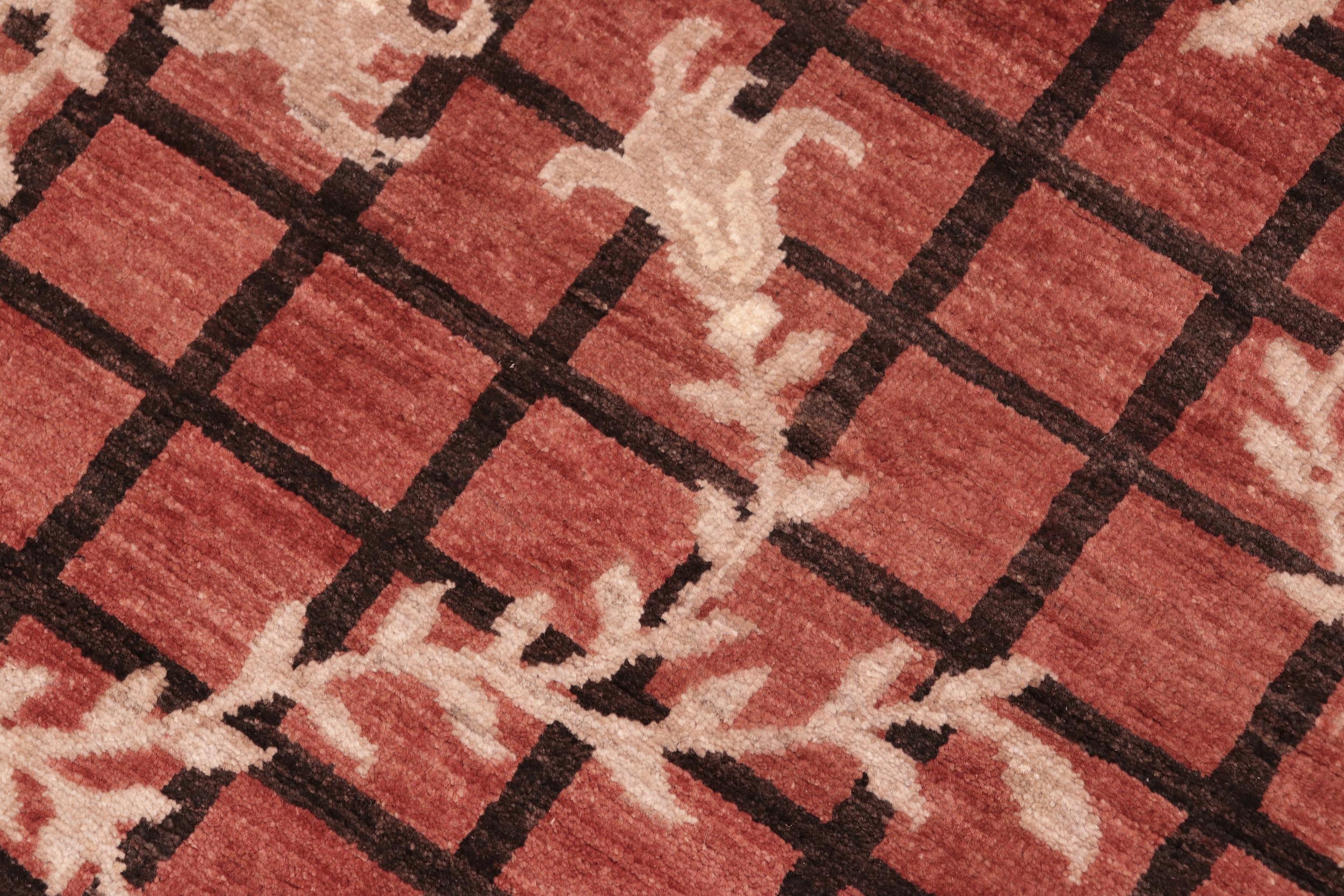 handmade Modern Kafkaz Rust Black Hand Knotted RECTANGLE 100% WOOL area rug 6' x 9'