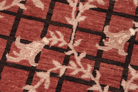 handmade Modern Kafkaz Rust Black Hand Knotted RECTANGLE 100% WOOL area rug 6' x 9'