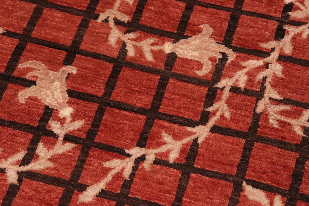 handmade Transitional Kafkaz Rust Black Hand Knotted RECTANGLE 100% WOOL area rug 6X9