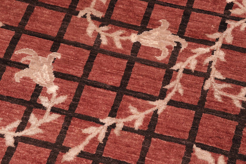 handmade Modern Kafkaz Rust Black Hand Knotted RECTANGLE 100% WOOL area rug 6' x 9'