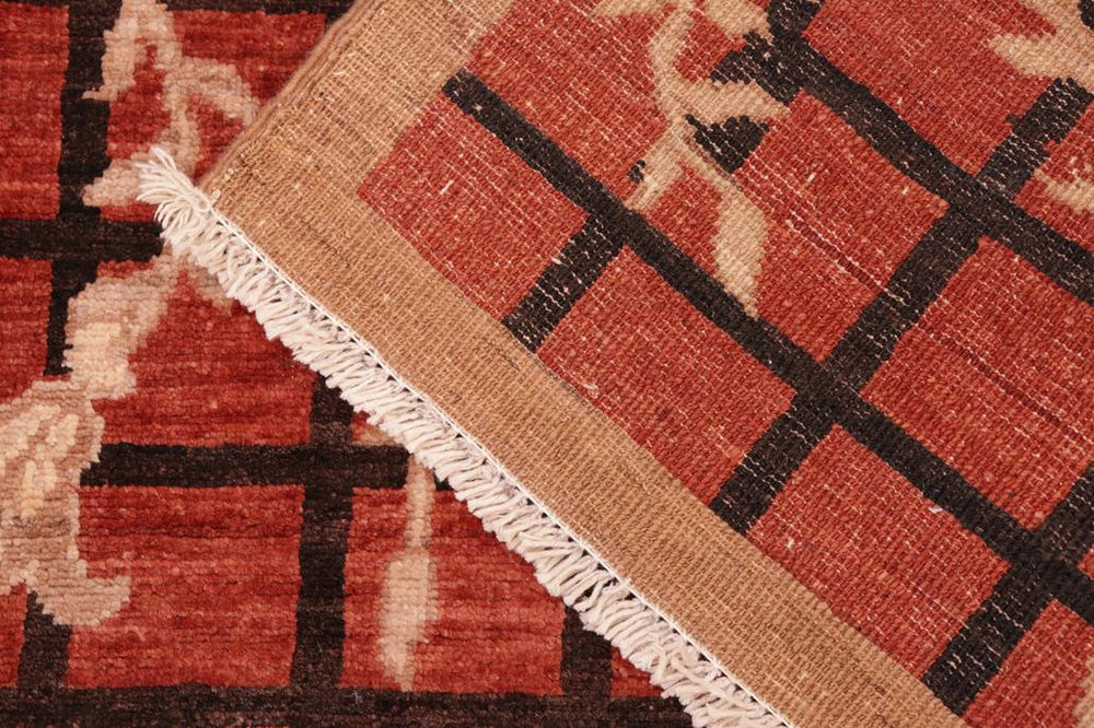 handmade Transitional Kafkaz Rust Black Hand Knotted RECTANGLE 100% WOOL area rug 6X9