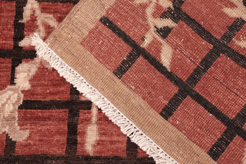 handmade Modern Kafkaz Rust Black Hand Knotted RECTANGLE 100% WOOL area rug 6' x 9'