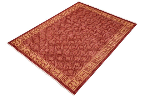 handmade Transitional Kafkaz Red Tan Hand Knotted RECTANGLE 100% WOOL area rug 6X8