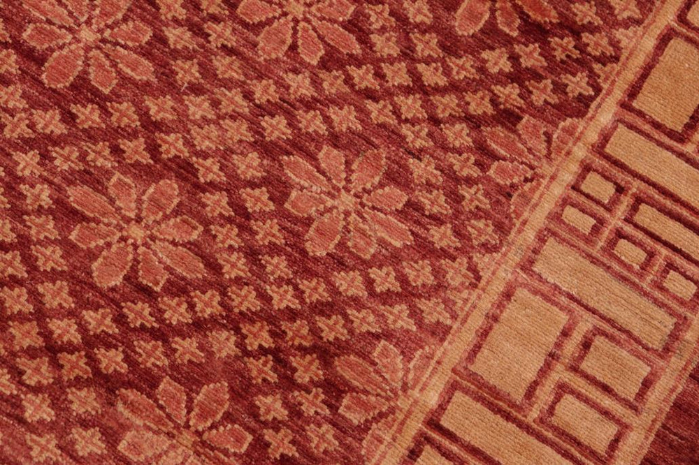 handmade Transitional Kafkaz Red Tan Hand Knotted RECTANGLE 100% WOOL area rug 6X8