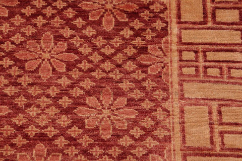 handmade Transitional Kafkaz Red Tan Hand Knotted RECTANGLE 100% WOOL area rug 6X8