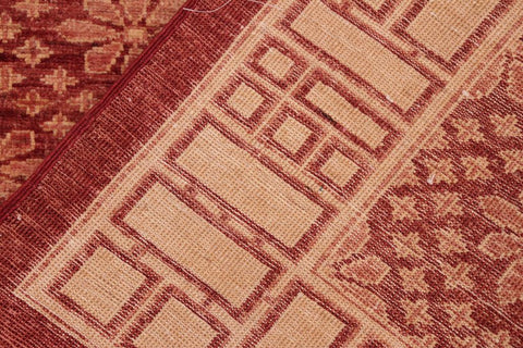 handmade Transitional Kafkaz Red Tan Hand Knotted RECTANGLE 100% WOOL area rug 6X8