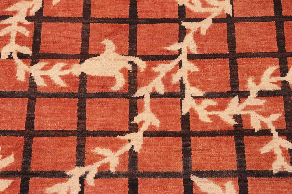 handmade Transitional Kafkaz Orange Tan Hand Knotted RECTANGLE 100% WOOL area rug 6X9