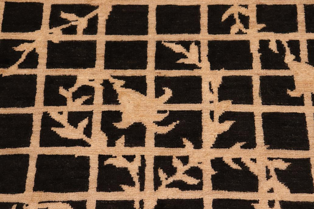 handmade Transitional Kafkaz Black Tan Hand Knotted RECTANGLE 100% WOOL area rug 6X9