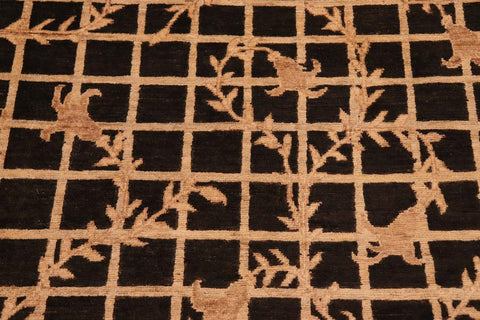 handmade Transitional Kafkaz Black Tan Hand Knotted RECTANGLE 100% WOOL area rug 6X9