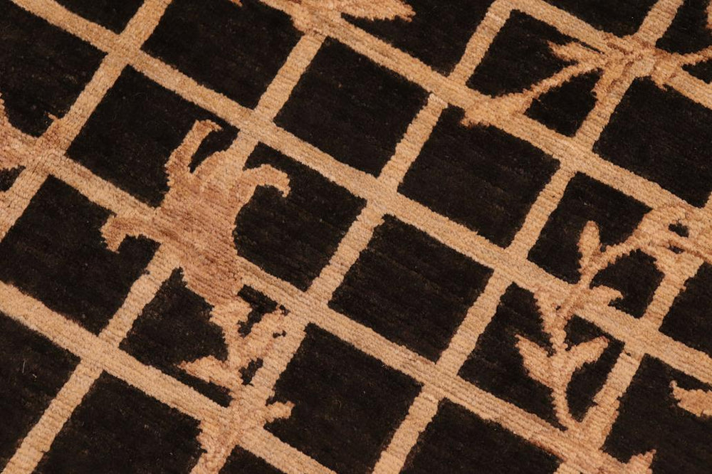 handmade Transitional Kafkaz Black Tan Hand Knotted RECTANGLE 100% WOOL area rug 6X9