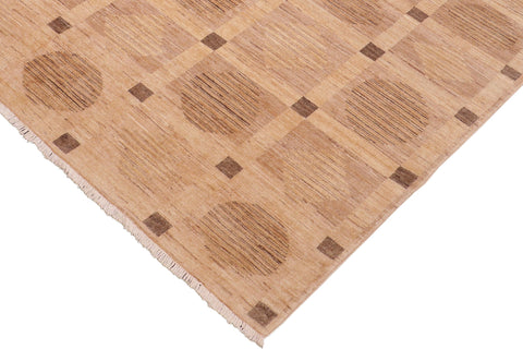 handmade Modern Kafkaz Tan Brown Hand Knotted RECTANGLE 100% WOOL area rug 6' x 9'