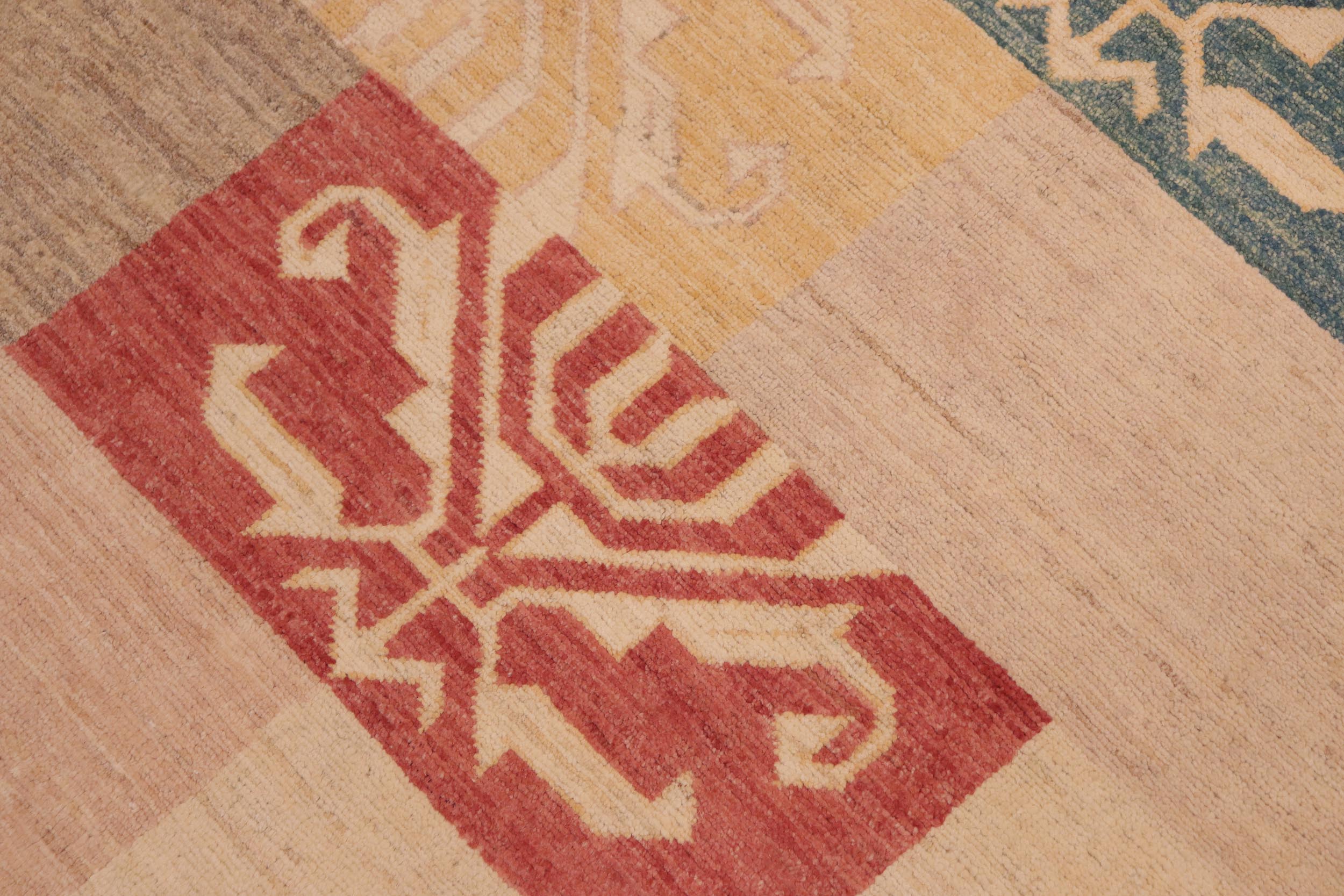 handmade Modern Kafkaz Tan Brown Hand Knotted RECTANGLE 100% WOOL area rug 6' x 9'