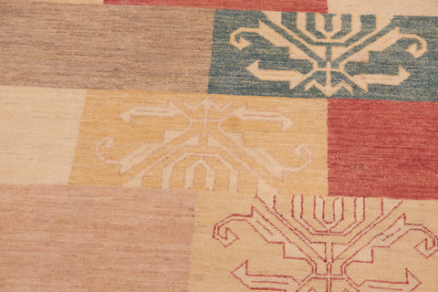 handmade Modern Kafkaz Tan Brown Hand Knotted RECTANGLE 100% WOOL area rug 6' x 9'