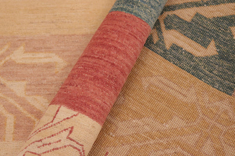 handmade Modern Kafkaz Tan Brown Hand Knotted RECTANGLE 100% WOOL area rug 6' x 9'