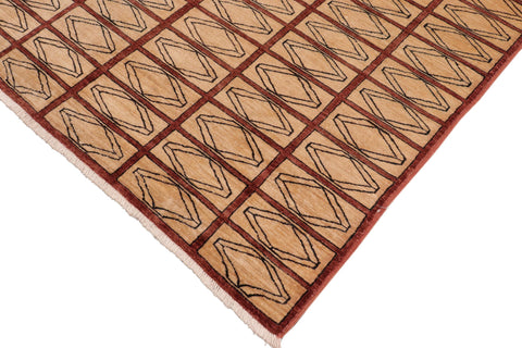 handmade Modern Gabbeh Beige Rust Hand Knotted RECTANGLE 100% WOOL area rug 6' x 9'
